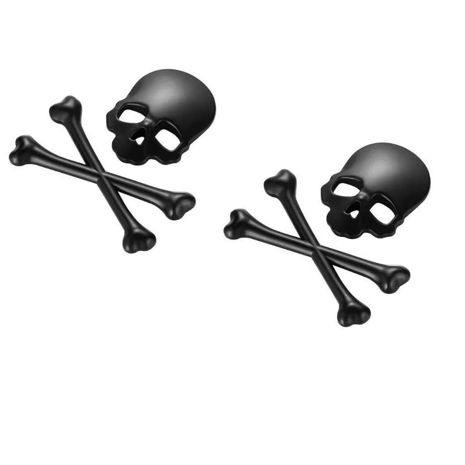 emblema Caveira  Skull (par) - 3D - Maverick V8 - Rat rod - adesivo skull