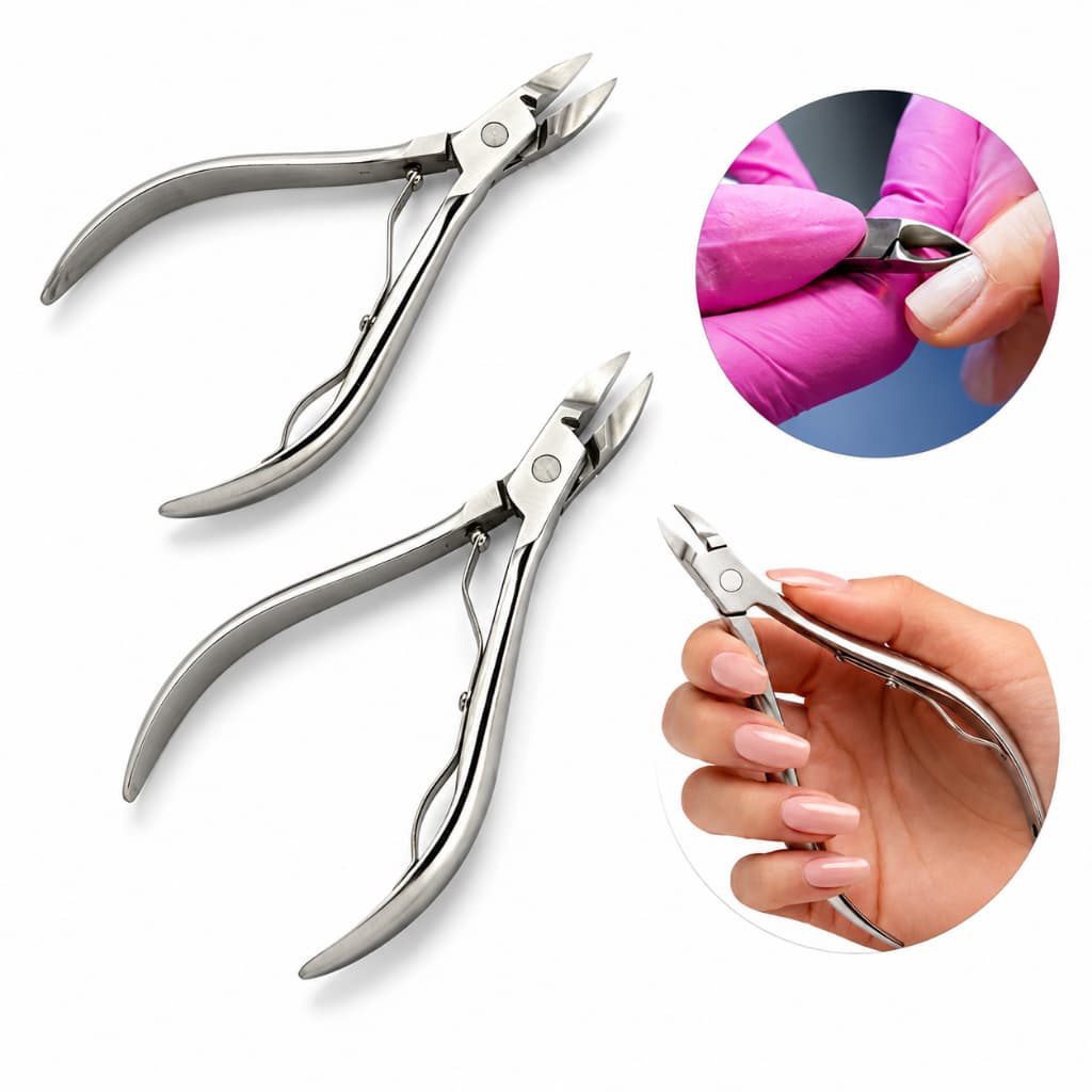 Kit 2 Alicates De Cutícula Inox Cortador Unha Prateado Profissional Manicure Pedicure