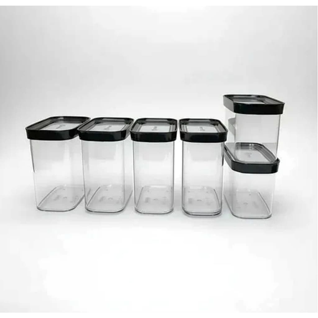 Kit 6 Potes Herméticos para Mantimentos ( Empilhável)