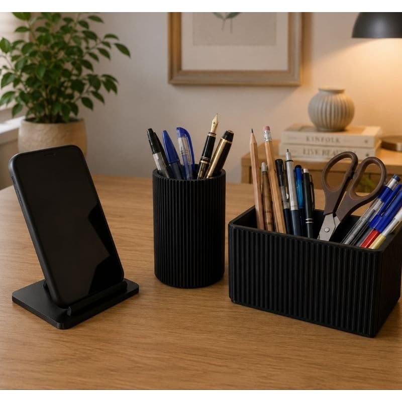 Kit Organizador de Mesa 3 em 1 com Porta Canetas e Suporte Celular | Kit ou Unitário