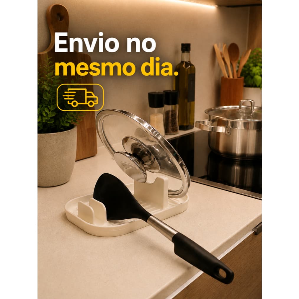 Suporte Escorredor de Colheres Espátulas e Tampa Descanso Porta Utensílios de Cozinha funcional