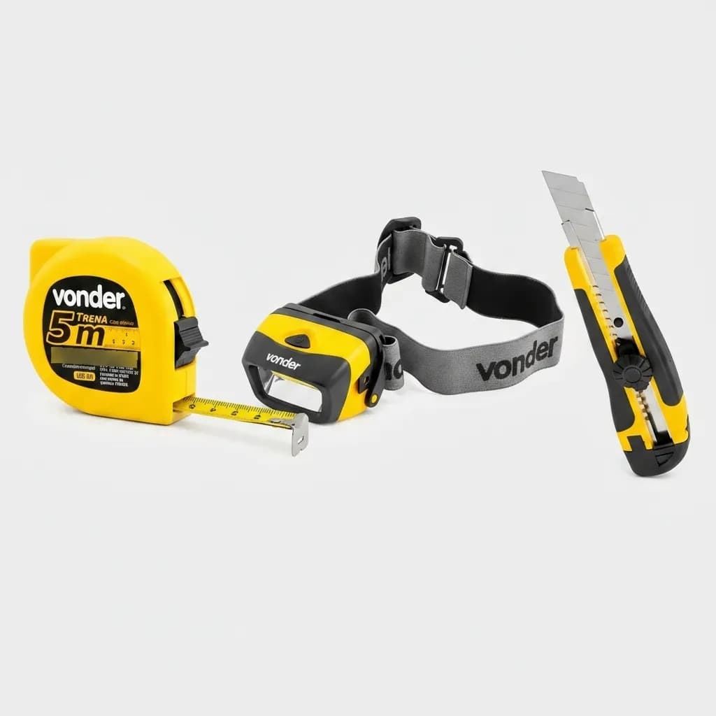 Kit Vonder Trena 5m + Lanterna De Cabeça + Estilete Vonder