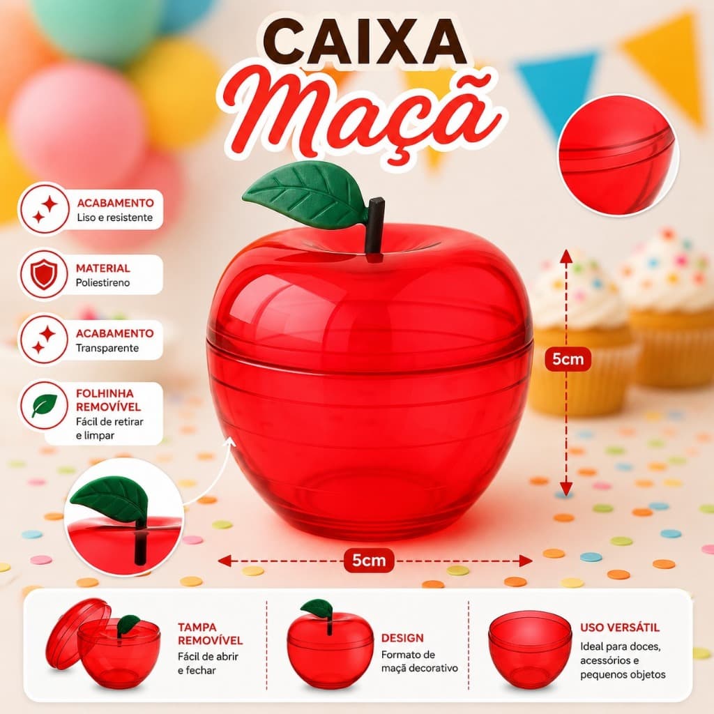 Mini Maçã Acrílica Lembrancinha 30 unidades