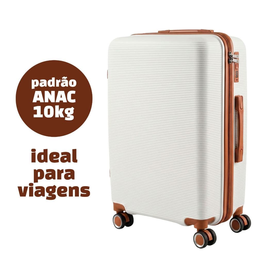 Mala De Bordo 10kg ANAC Polipropileno 360° Cadeado Senha Anti Furto Mala Viagem Pequena Resistente