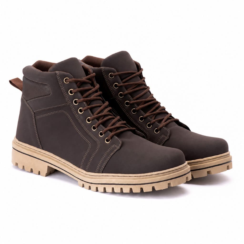 BOTA MASCULINA COTURNO EM COURO VEGETAL LEVE TRATORADO SOLA GROSSA SUPER LEVE