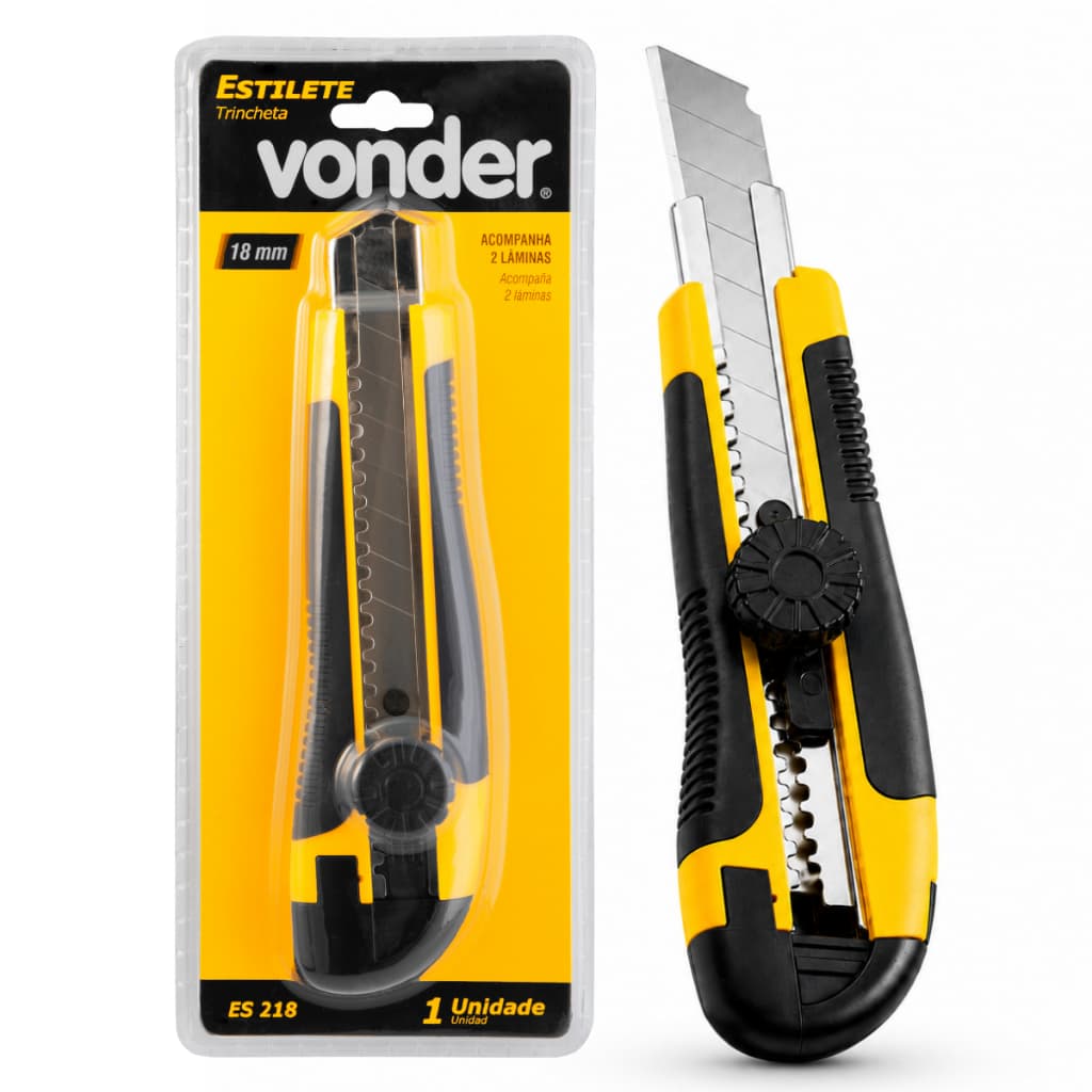 Estilete Profissional Emborrachado Com Trava 18mm Vonder
