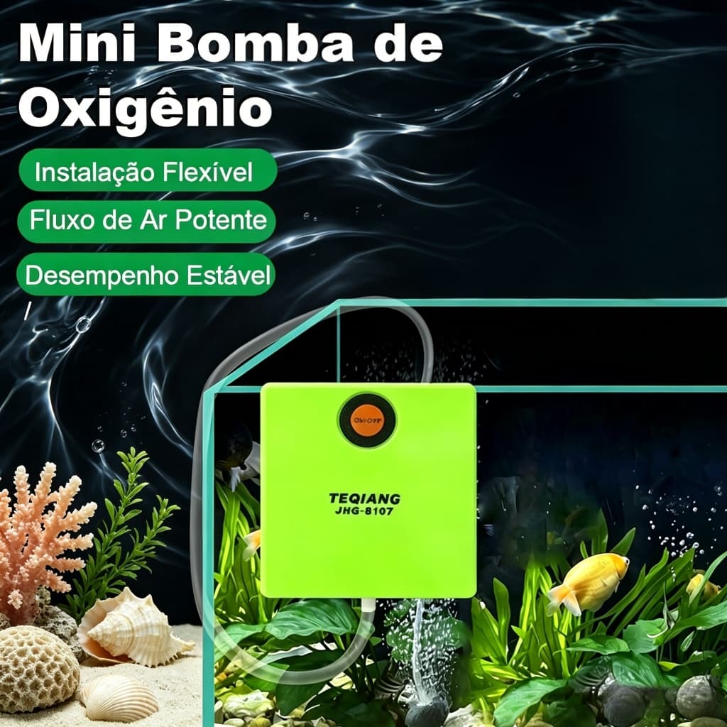 Mini Bomba de Ar para Aquário, Aerador de Oxigênio, Bateria Seca, Pedra, Aeração para Peixes