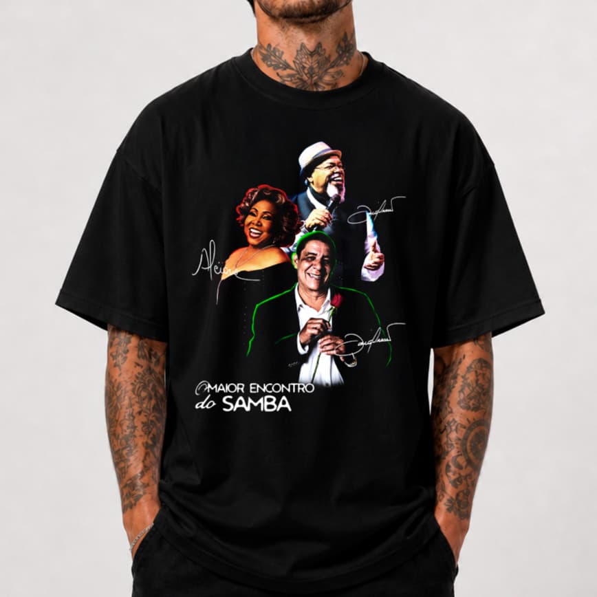 Camiseta Básica e Oversized Algodão Premium Zeca Pagodinho Alcione Jorge Aragão O Maior Encontro do Samba Unissex