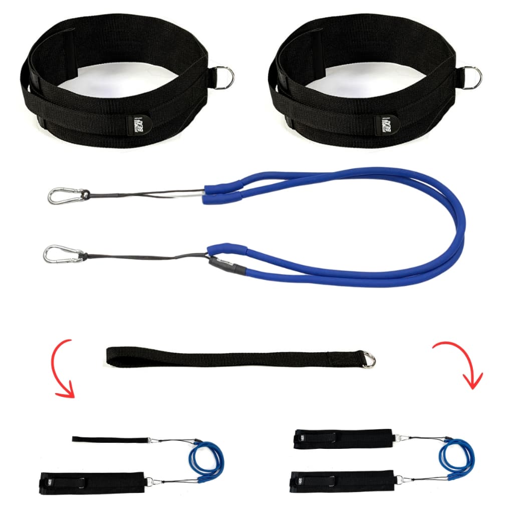 Cinto Para Tração Duplo e Individual 2 Elásticos, Extensor, Exercício, Rubber, Faixa Elástica, Treinamento, Futebol