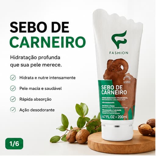 12 un Creme Sebo De Carneiro 200ml Fashion Para Rachaduras Ressecamento