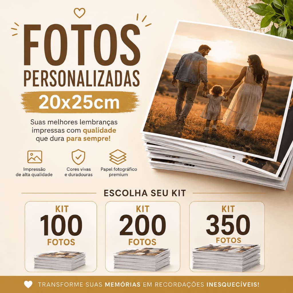 Fotos 20x25 - kit com 100, 200, 350 - Papel Fotográfico - Fotos Impressas