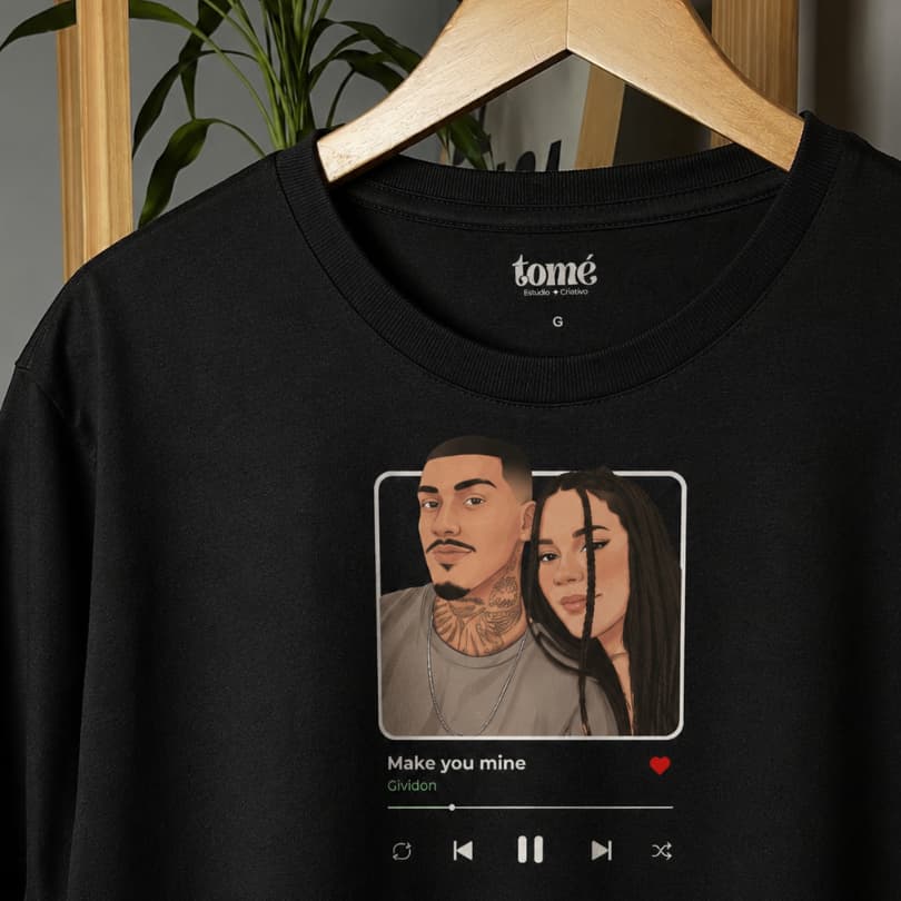 Camiseta personalizada - Spotify Ilustração Presente de dia dos namorados, casal, amigos, família