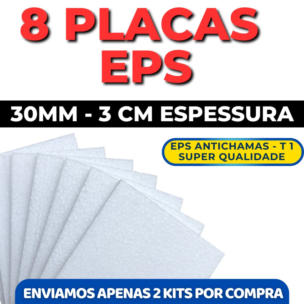 PROMOÇÃO 8 PLACAS EPS ANTICHAMAS 30MM ACÚSTICO TÉRMICO ESPESSURA 30MM (3CM) ENVIO EXPRESSO