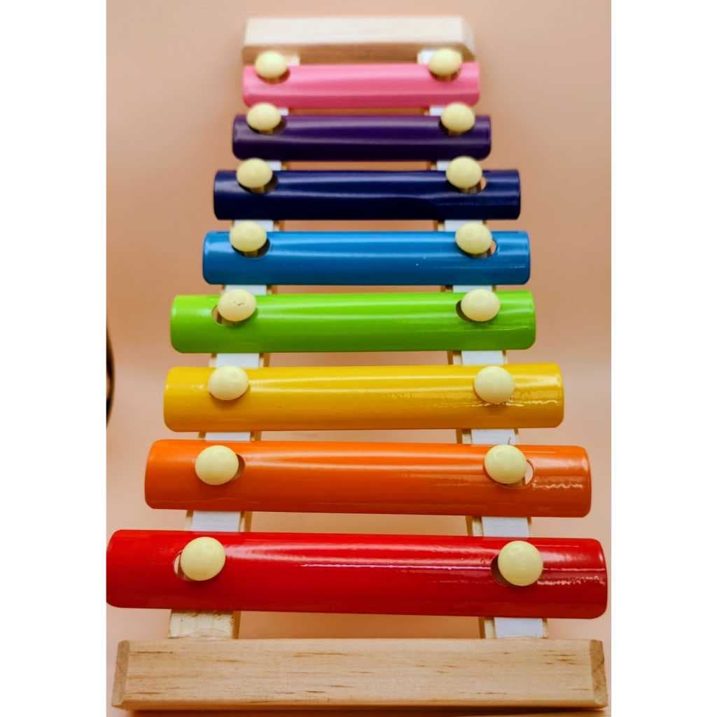 Xilofone Musical Infantil Educativo Madeira Metal (Modelos 24cm e 33,5cm Animais)