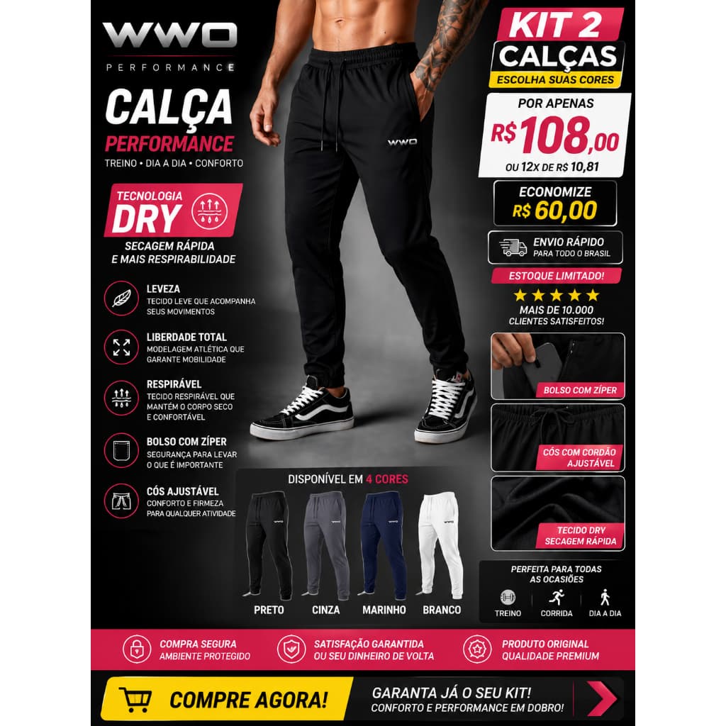 Calça Corta Vento Masculina Premium Casual Esportiva Jogger Unisex