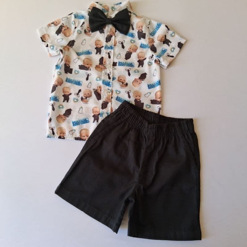 Camisa Poderoso Chefinho infantil com gravata festa,aniversário e ensaio fotográfica roupa temática