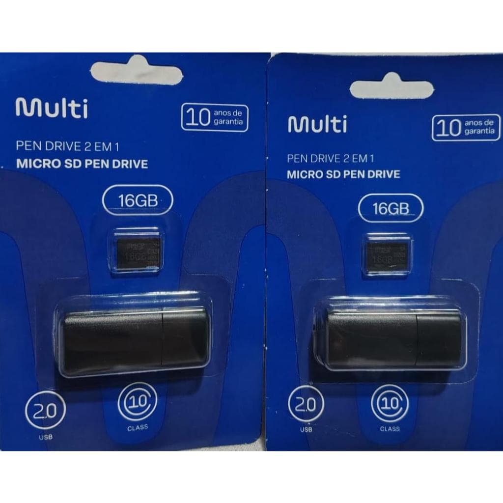 Pen Drive 2 em 1 Multilaser 16 gb Micro sd