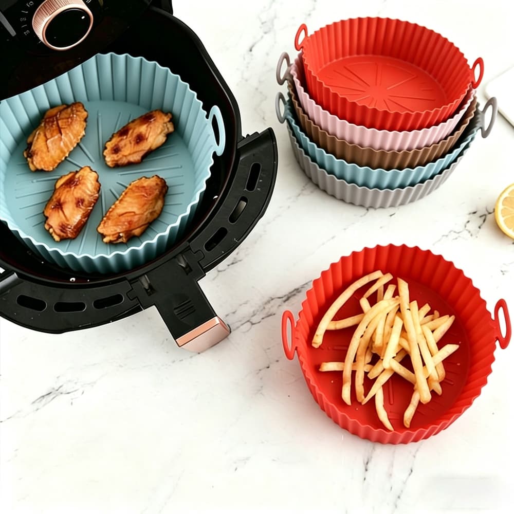 Tapete de Silicone para Air Fryer Antiaderente Reutilizável Kit 1/3/5 Unidades Cores Aleatórias