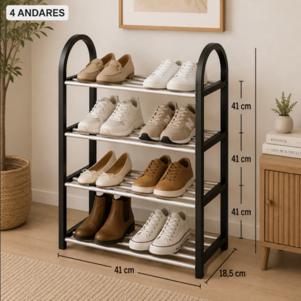 Sapateira 4 Andares Organizadora de Sapatos Livros Brinquedos Multiuso Desmontavel Quarto Closet