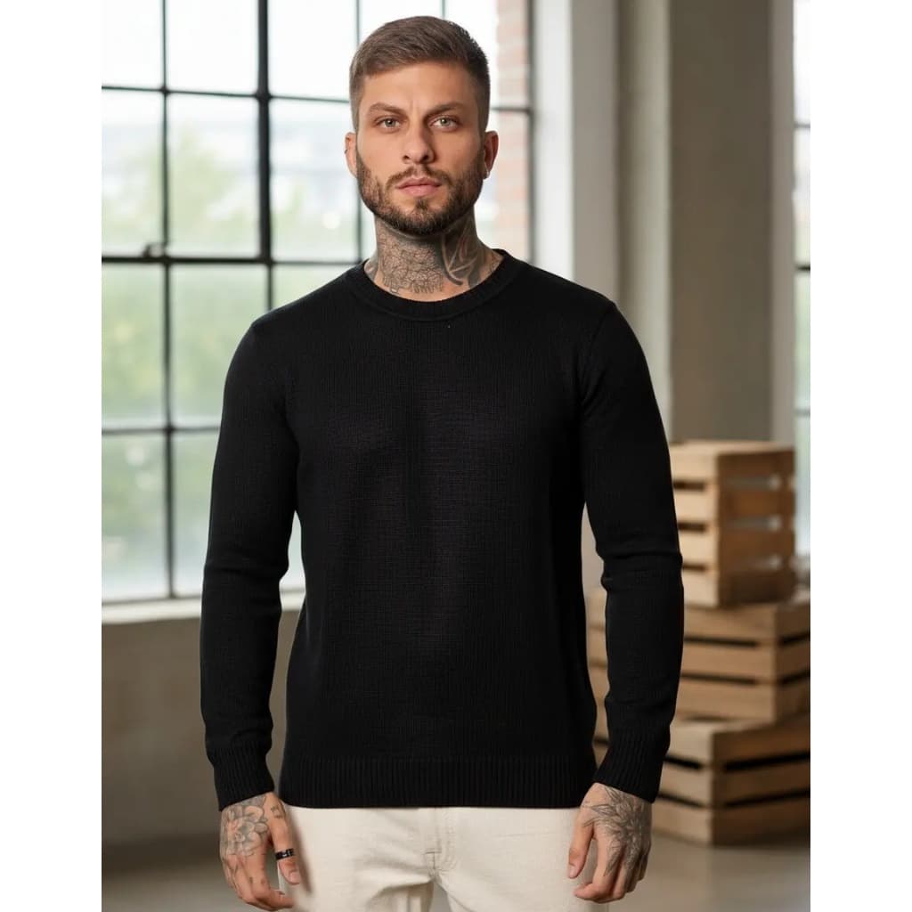 Blusa Frio Suéter Masculino Tricot Social Trabalho Lã Premium