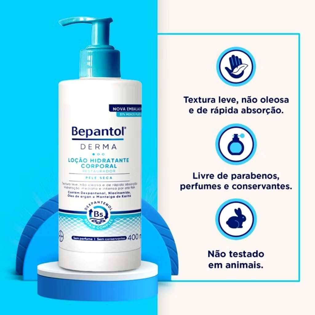 Hidratante Corporal Bepantol Derma 400ml Pump - Para Pele Seca (Tamanho Família)