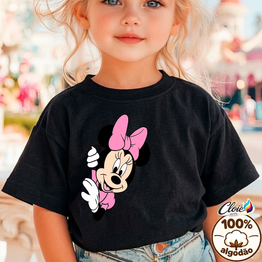 Camiseta Infantil 100% Algodão Conforta]ável Feminina Vibrante Laço Charmosa look Resistente Blusa Uso Diário Macio Rosa
