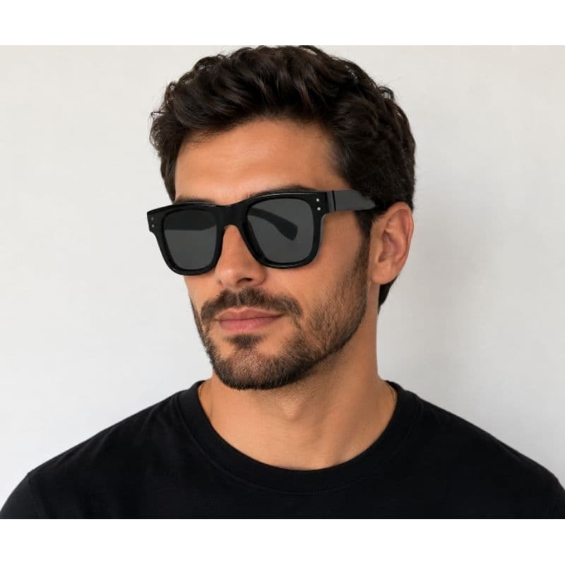 óculos de sol tamanho grande preto proteção uv 400