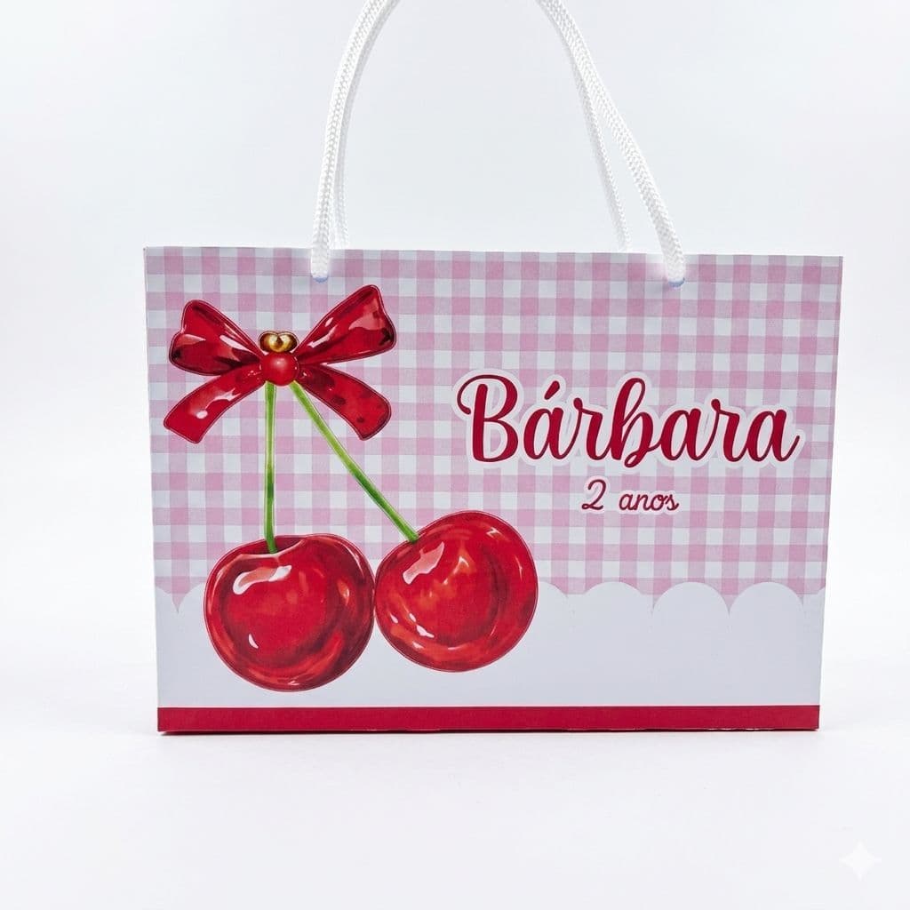 Sacolinha Personalizada Cerejinha- ENVIO RÁPIDO | Sacolinha | Lembrancinha Aniversário PEGUE E MONTE