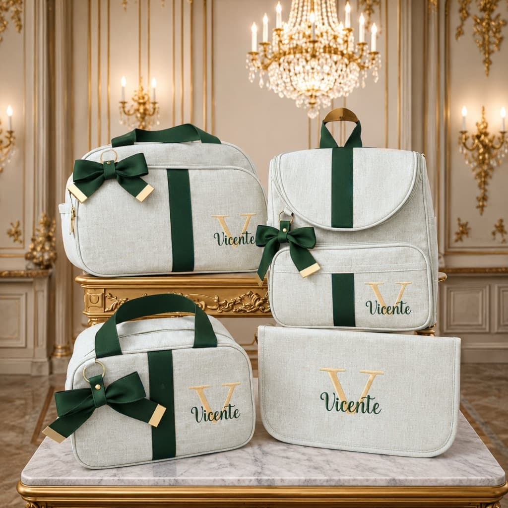 Kit Bolsas Maternidade para menino 4 Peças Luxo, Completo Personalizado térmico e impermeável