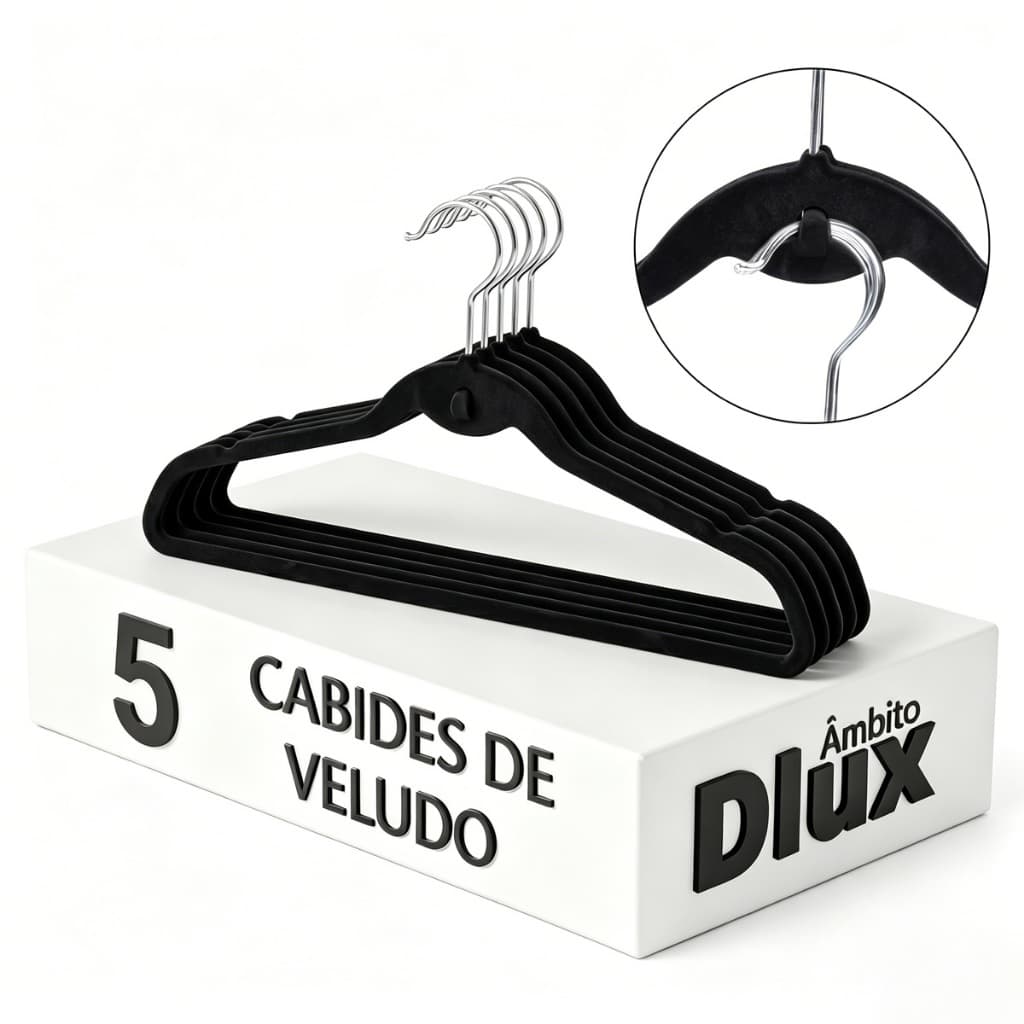 Kit 5 Cabides Veludo Slim Antideslizante Closet Organizado