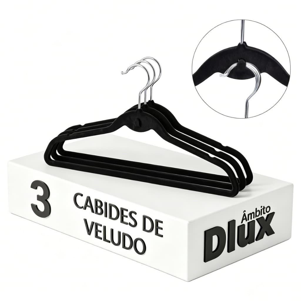 Kit 3 Cabides Slim Veludo Antideslizante Roupas Delicadas