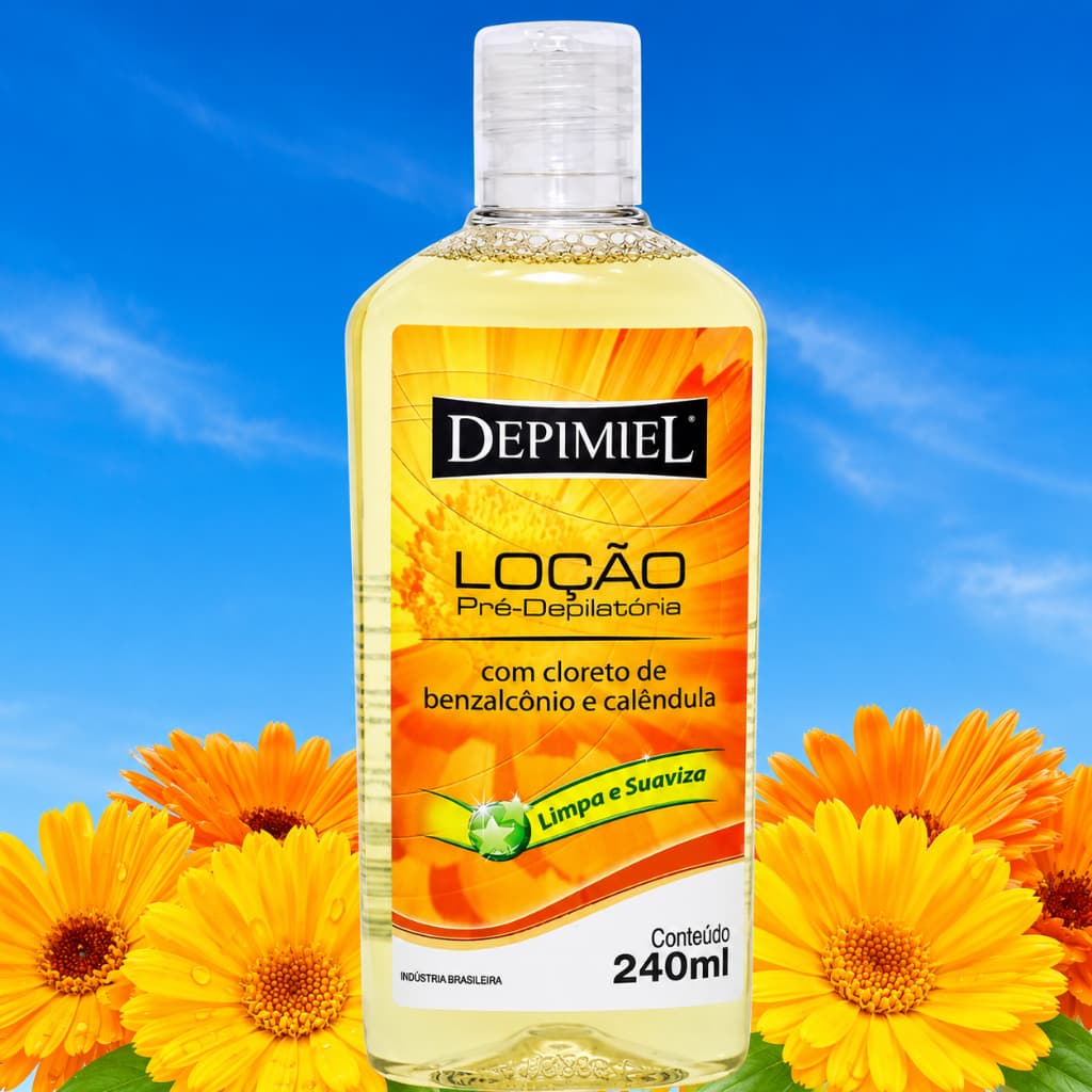 Loção Pré-Depilatória Depimiel Calêndula 240g - Limpa e Suaviza