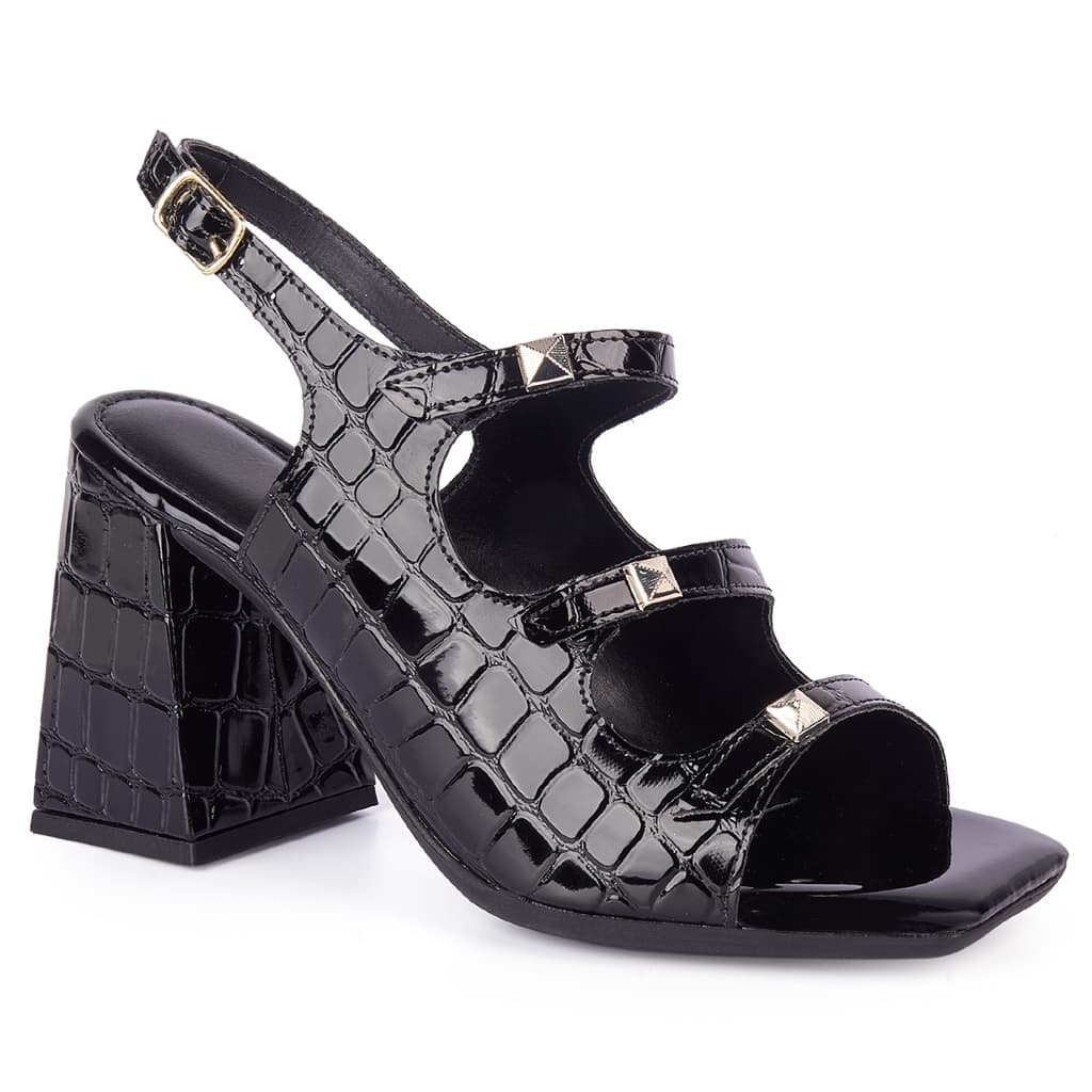Sandália Salto Bloco Quadrado Vitrine shoes acolchoada