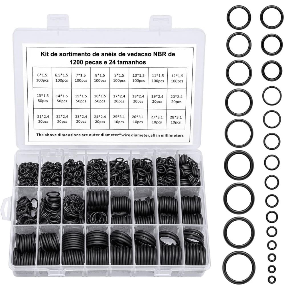1200 Pcs Anel De Vedação Junta De Borracha O-Ring Sortido Com Caixa Kit Anéis De Vedação Para Torneira