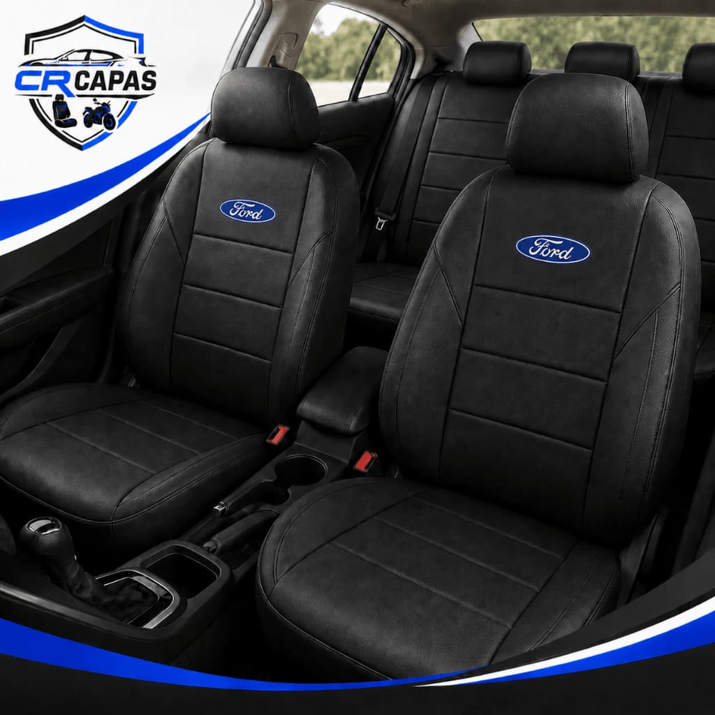 Capa Banco Automotiva Couro e Tecido Premium Ford Proteção Conforto Universal