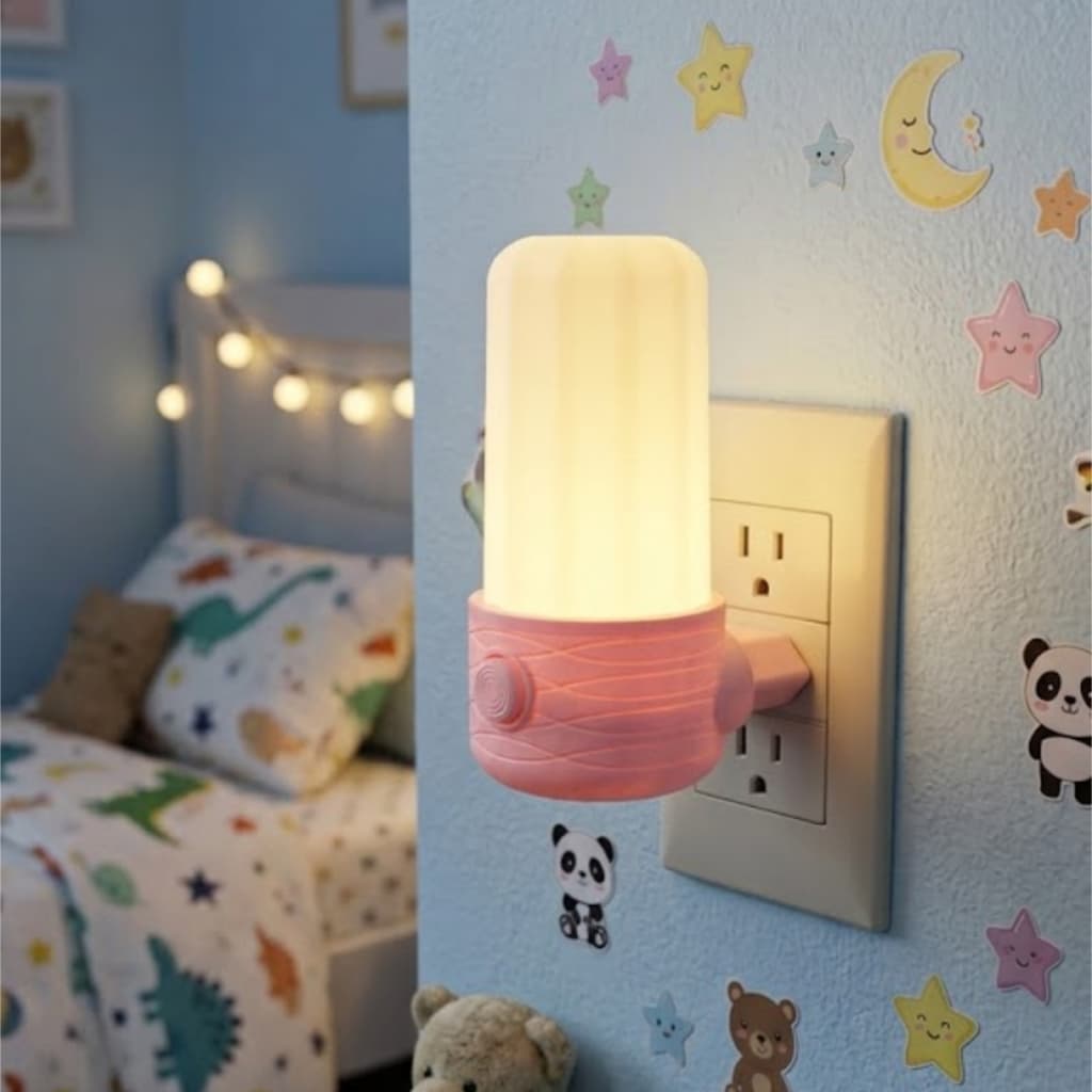 Luminária Abajur Infantil de Tomada LED Luz Noturna para Quarto de Bebê Duas cores Luz