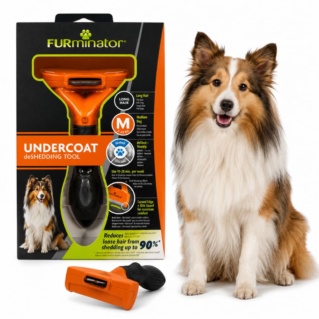 RASQUEADEIRA FURMINATOR PENTE E ESCOVA PARA CACHORRO DE PORTE MÉDIO COM PELOS LONGOS - LARANJA