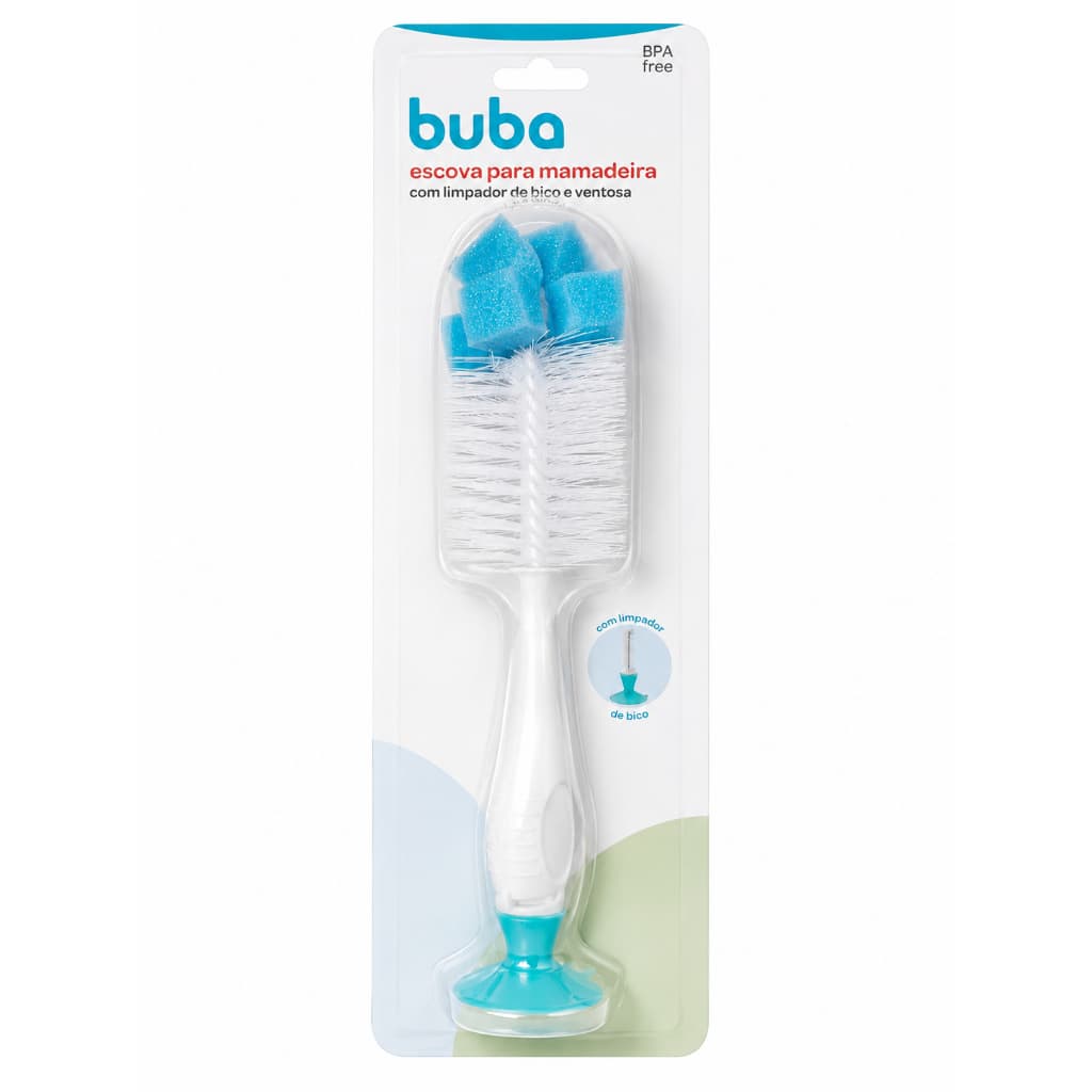Escova para mamadeira com limpador de bico e ventosa BUBA