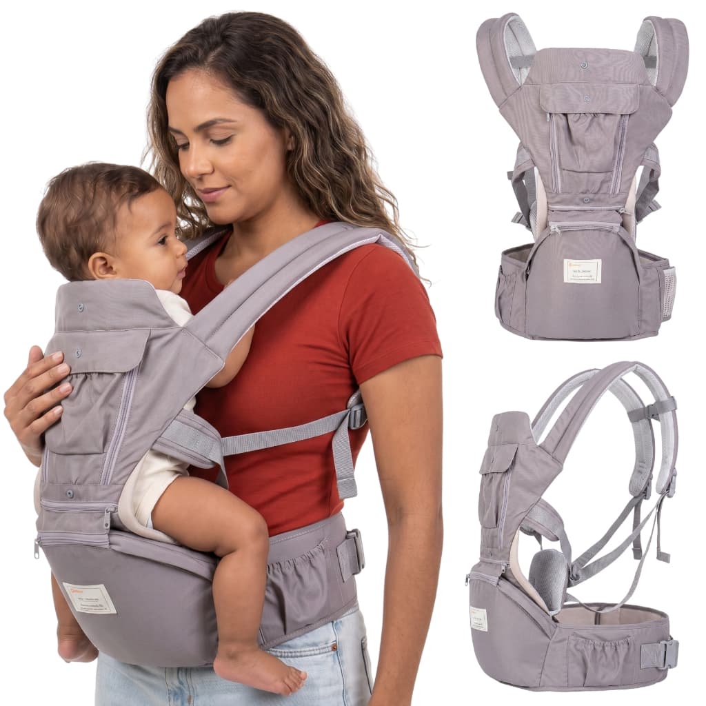 Bolsa Canguru Ergonômica 12 Posições 3 Em 1 Bolsos Externos Bebês 0 a 36 Meses 0 a 36 quilos Aiebao