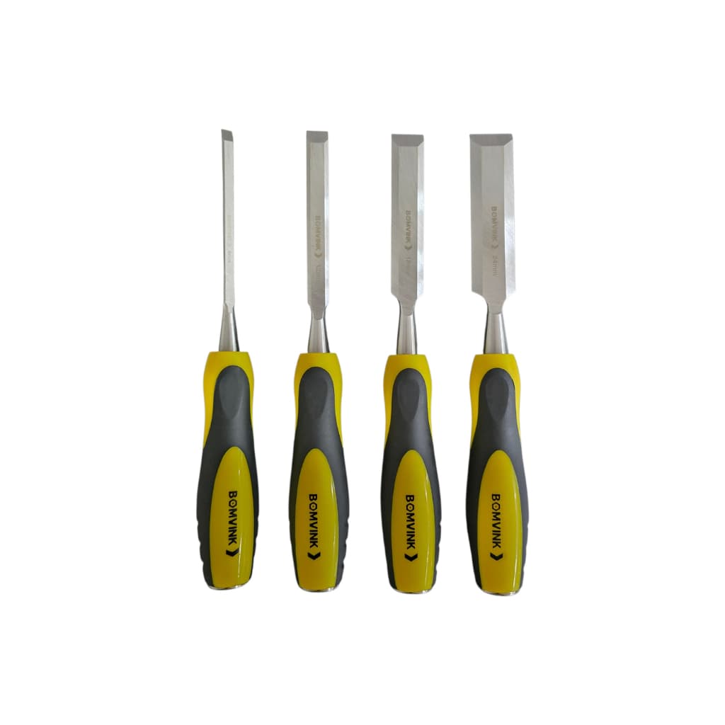 Jogo Kit Formão Para Madeira Profissional 4 Peças 6mm 12mm 18mm 24mm Marcenaria Cabo Ergonômico