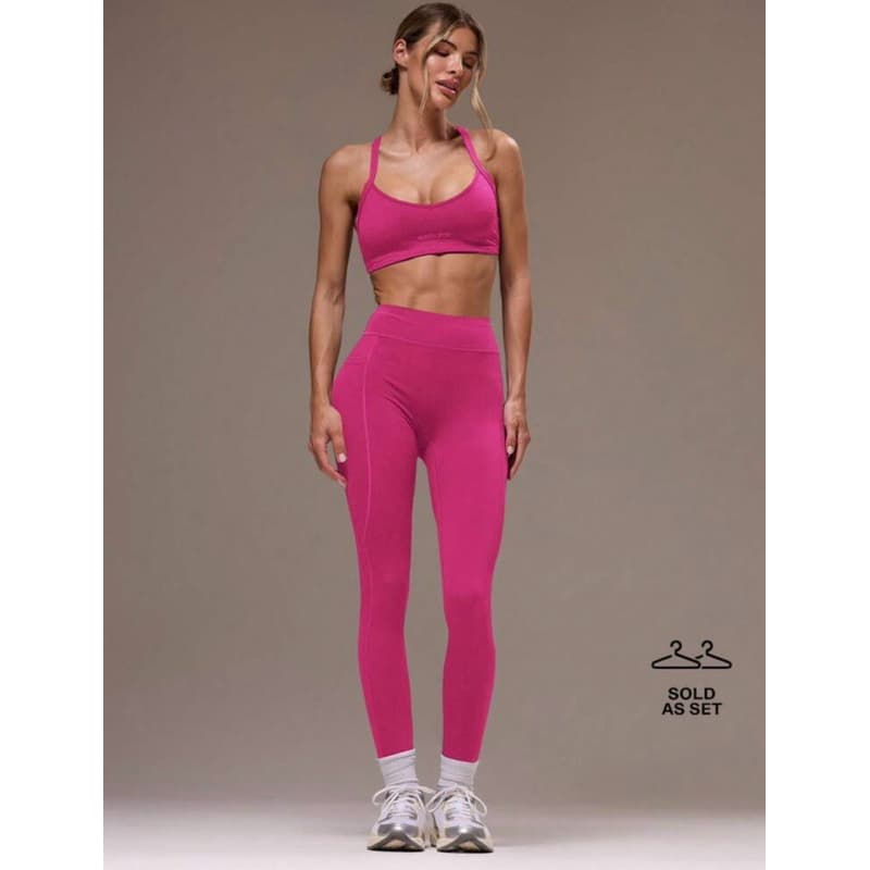 Conjunto Academia Fitness Rosa Top e Calça Tamanho M para Treino e Atividades Esportivas