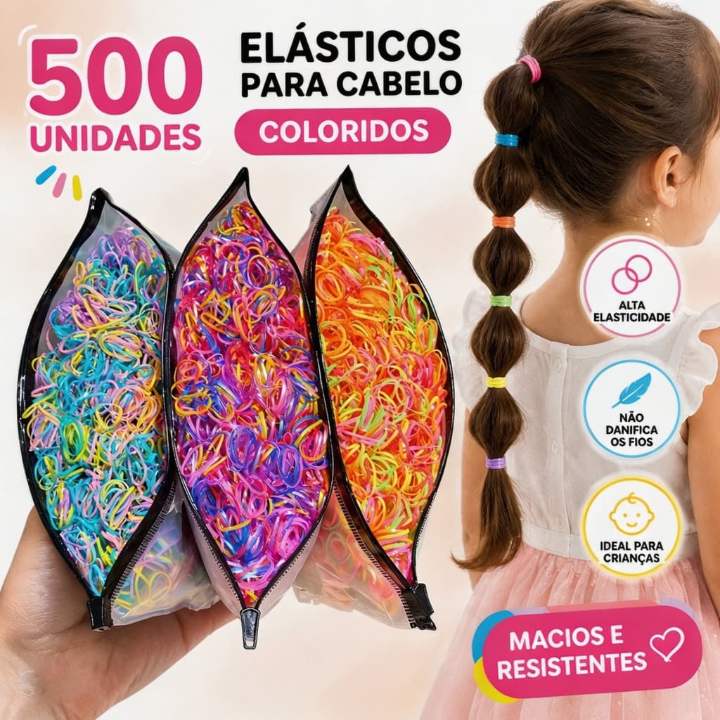 500 PCS Elásticos Cabelo Infantil Borracha Colorido Acessórios de Cabelo Presente