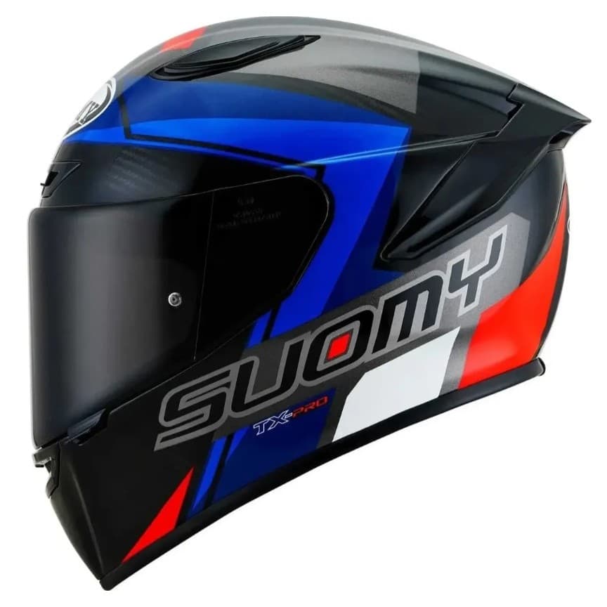 CAPACETE SUOMY ORIGINAL TRACK 1 TRI-COMPOSTO GLAM AZUL VERMELHO NOVO ALTA PERFORMANCE MOTO GP PISTA