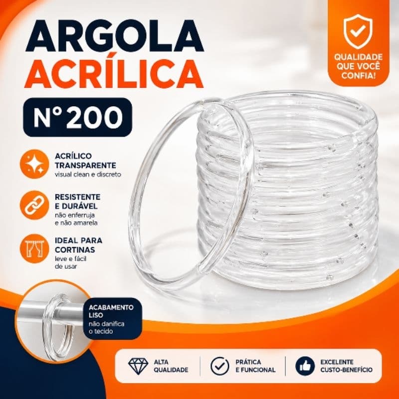 Argola Acrílica Nº200 20cm Artesanato  6un. Ritas
