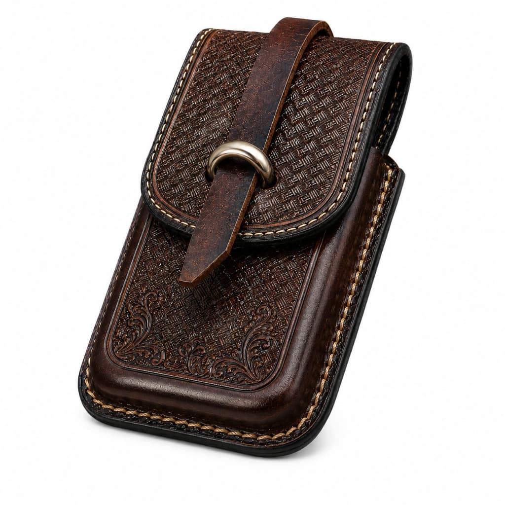 CAPA PARA CELULAR TRADICIONAL FORRADA COM VIRÓLA (Café)