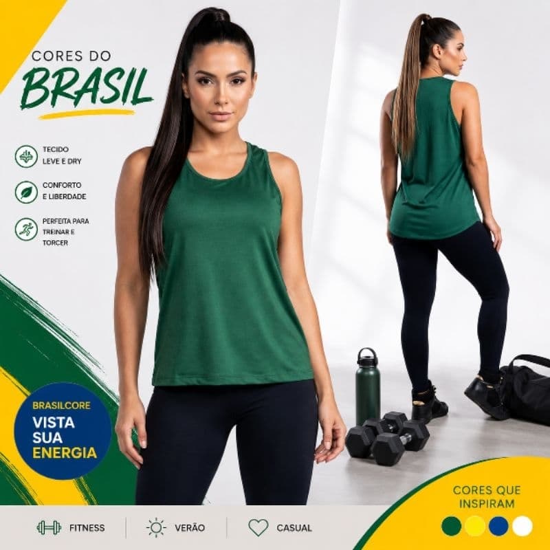 Regata Feminina Cores do Brasil Fitness