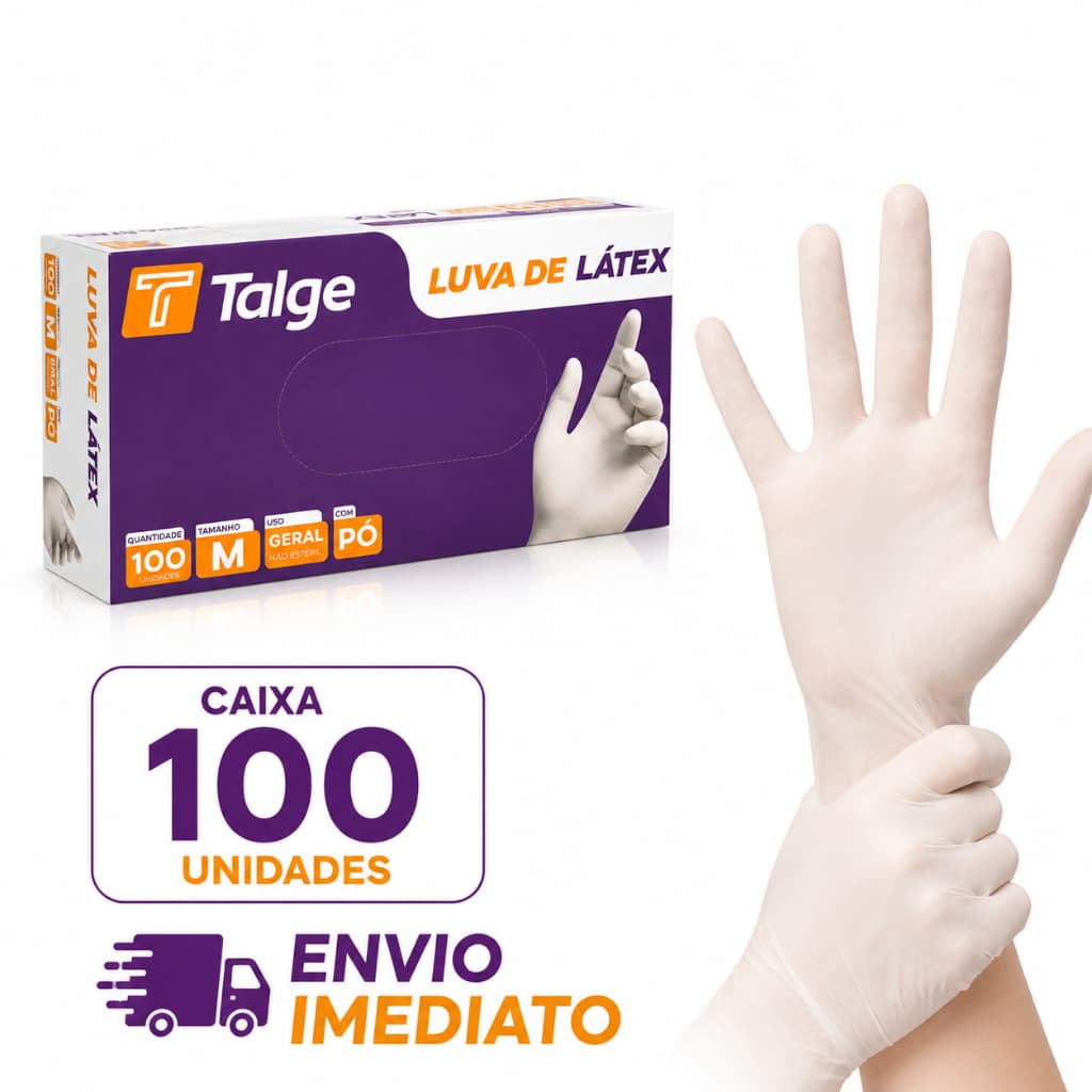 Luva Látex Descartável Branca Com Pó Luva Branca Descártavel 100 Un. Luva