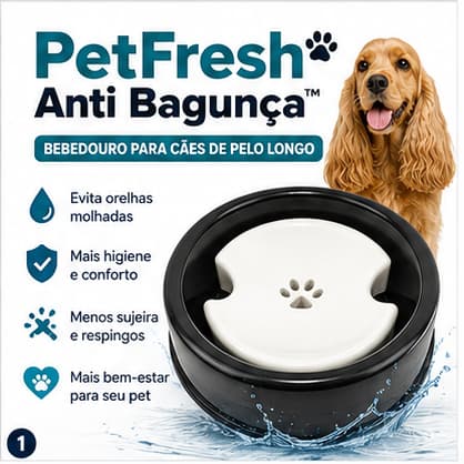 PetFresh Anti Bagunça™ Bebedouro Para Cães Pelo Longo 650ml Anti Orelha Molhada
