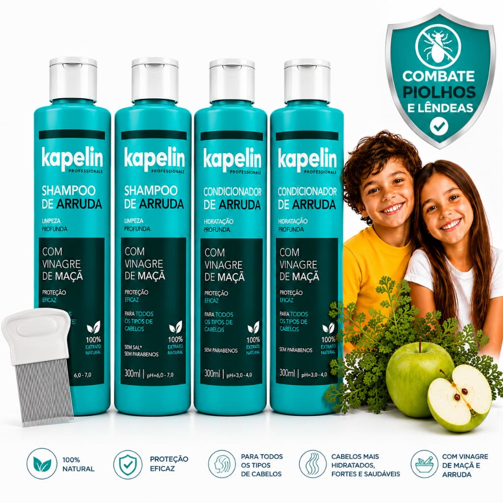 2 Kits Shampoo e Condicionador de Arruda Tratamento para Piolhos e Lêndeas