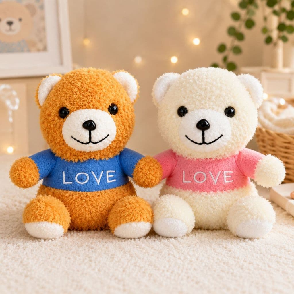 Ursinho de pelúcia com roupa 20cm escrito love urso peludo macio